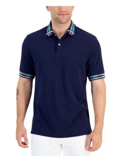 Men's Plaid Collar Pique Polo Shirt, Created for Macy's