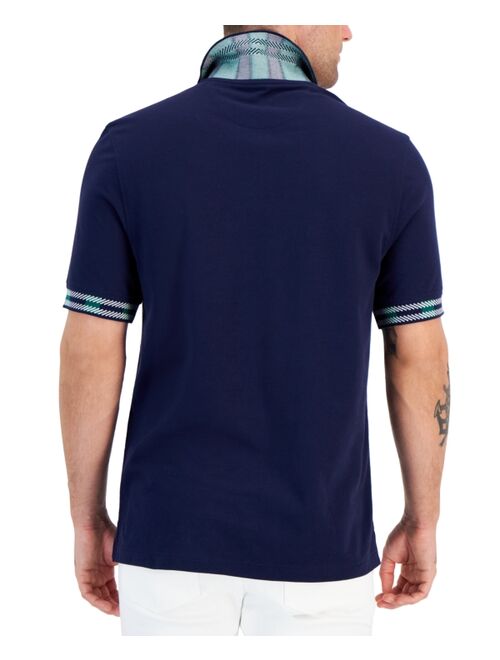 CLUB ROOM Men's Plaid Collar Pique Polo Shirt, Created for Macy's