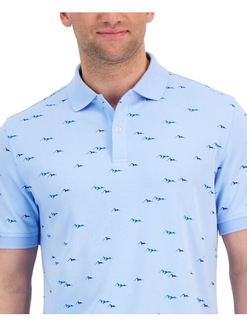 CLUB ROOM Men's Mountain-Print Pique Polo Shirt, Created for Macy's