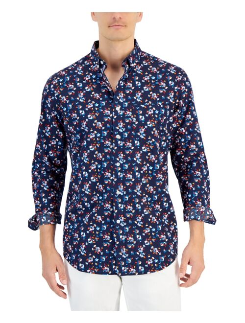 CLUB ROOM Men's Carto Floral Poplin Long Sleeve Shirt, Created for Macy's