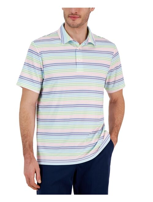 CLUB ROOM Men's Rainbow Stripe Short-Sleeve Tech Polo Shirt, Created for Macy's
