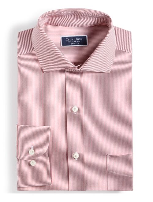 CLUB ROOM Men's Regular Fit Traveler Fine Stripe Dress Shirt, Created for Macy's