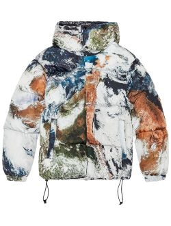 Planet-print padded jacket