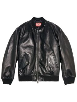 zip-up padded leather jacket