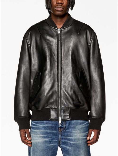 Diesel zip-up padded leather jacket