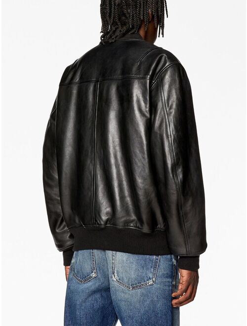 Diesel zip-up padded leather jacket