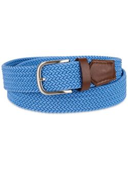 Men's Stretch Comfort Braided Belt with Faux-Leather Trim, Created for Macy's