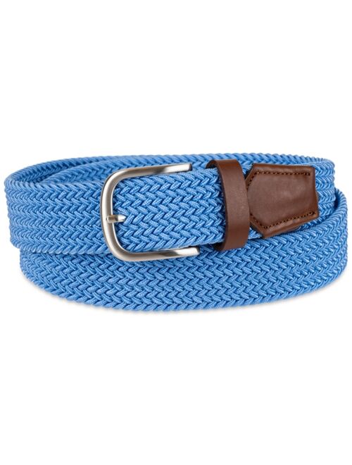 CLUB ROOM Men's Stretch Comfort Braided Belt with Faux-Leather Trim, Created for Macy's