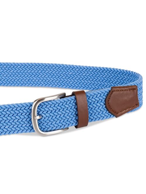 CLUB ROOM Men's Stretch Comfort Braided Belt with Faux-Leather Trim, Created for Macy's