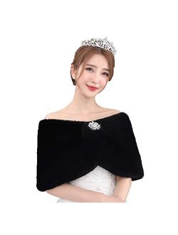 Fakeface Women Winter Classic Faux Fur Capelets Shawls Soft Wedding Bridal Shoulder Cape Wraps Tippet Stoles