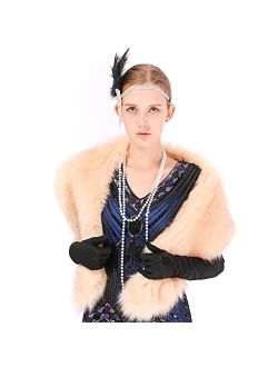 Yetagoo Winter Faux Fur Scarf Wrap Collar Shrug for Coat Wedding Evening 1920s Party