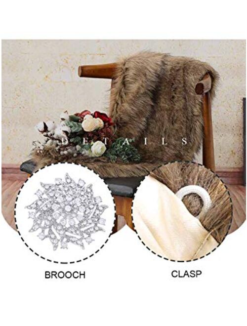 GORAIS Women's Wedding Faux Fur Shawls and Wraps Bridal Fur Scarf Stoles with Brooch for Bride and Bridesmaids