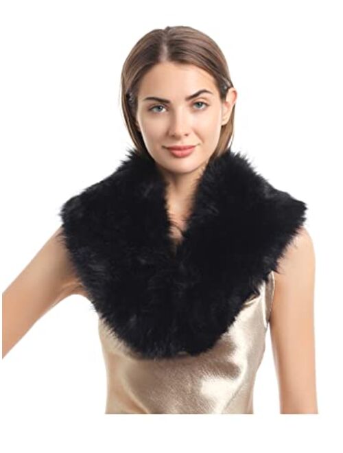LA CARRIE Women's Faux Fur Collar Scarf Wrap Cold Winter Warmer