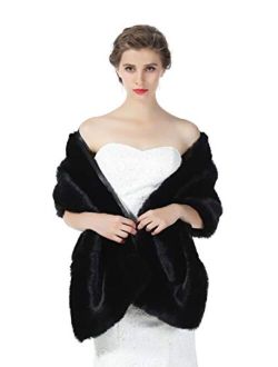 Beautelicate Faux fur Shawl Wrap for Wedding Women Shrug Bridal Stole Winter Cover Up Bridesmaids Cape