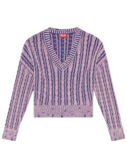 chunky-knit V-neck jumper