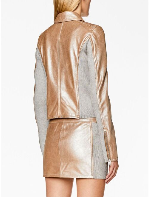 Diesel metallic-effect zipped leather jacket