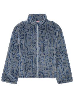 monogram-jacquard fleece bomber jacket