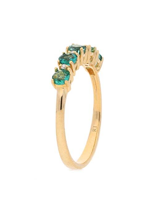Gin & Grace 10K Yellow Gold Natural Zambian Emerald Ring with Natural Diamonds for women | Ethically, authentically & organically sourced Round-Cut Emerald hand-crafted j
