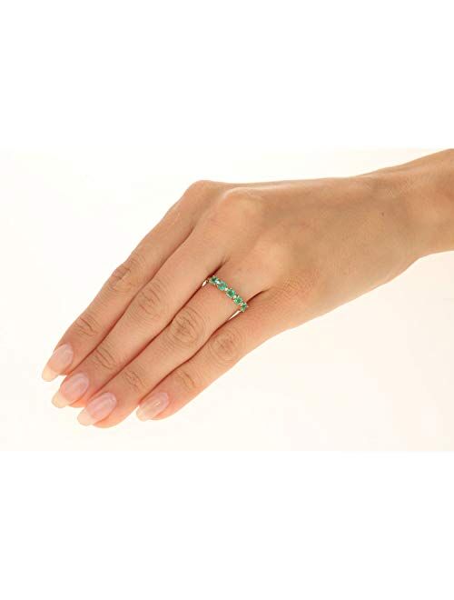 Gin & Grace 10K Yellow Gold Natural Zambian Emerald Ring with Natural Diamonds for women | Ethically, authentically & organically sourced Round-Cut Emerald hand-crafted j