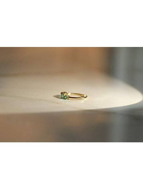 Gin & Grace 10K Yellow Gold Natural Zambian Emerald Ring with Natural Diamonds for women | Ethically, authentically & organically sourced Round-Cut Emerald hand-crafted j
