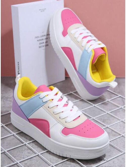Shein Colorblock Lace-up Front Skate Shoes