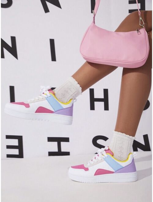 Shein Colorblock Lace-up Front Skate Shoes