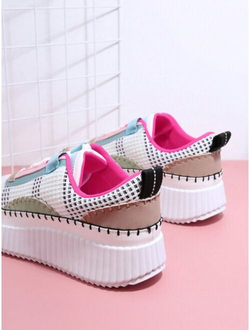 Shein Colorblock Lace-up Front Skate Shoes