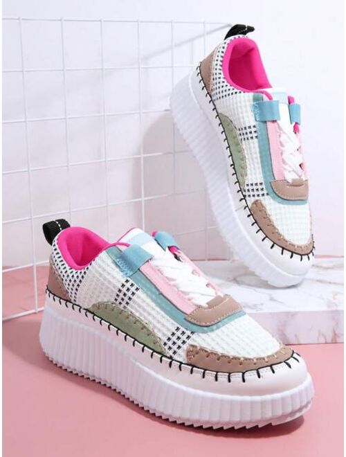 Shein Colorblock Lace-up Front Skate Shoes