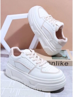 Contrast Binding Lace-up Front Skate Shoes
