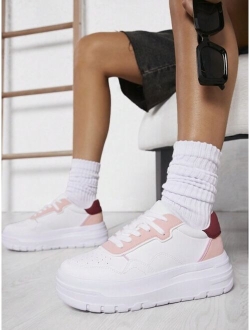 Colorblock Lace-up Front Skate Shoes