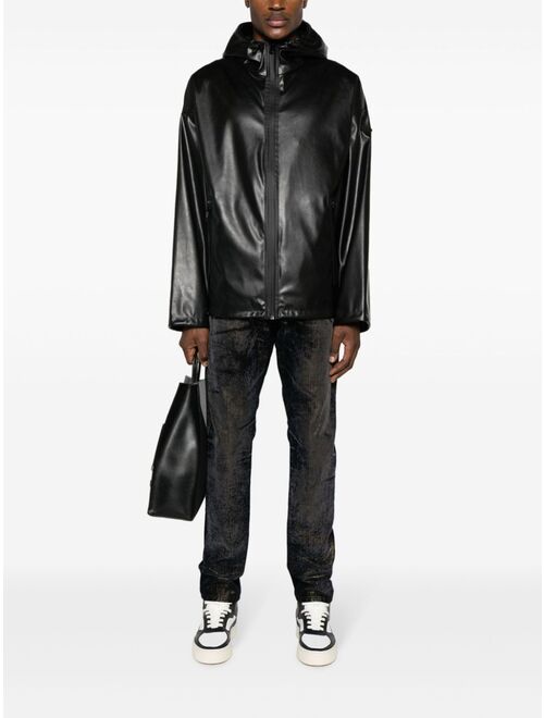 Diesel hooded faux-leather jacket