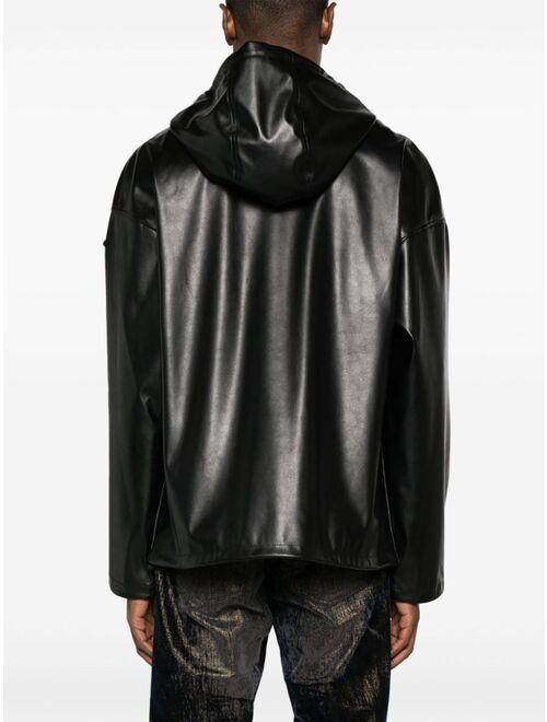 Diesel hooded faux-leather jacket