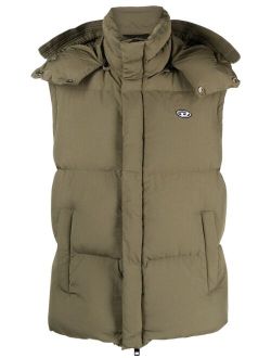 logo-patch hooded padded gilet