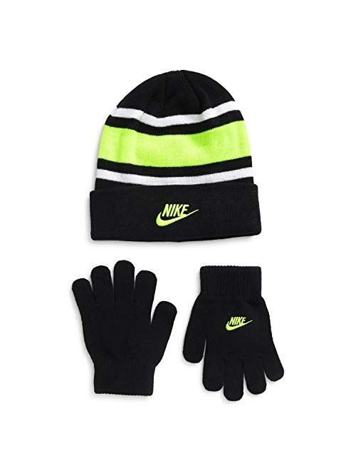 Nike Boy`s Futura Foldover Beanie And Gloves 2 Piece Set