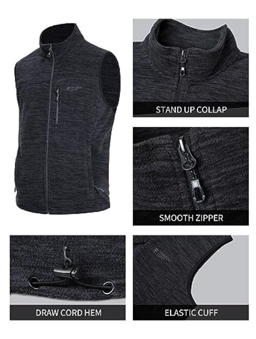 Pioneer Camp Men's Full-Zip Polar Fleece Vest Casual Lightweight Sleeveless Outerwear with 5 Pockets Soft Warm Winter Jacket