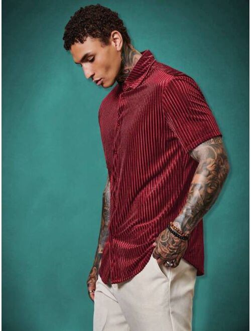 Shein Manfinity Homme Men Solid Button Front Shirt