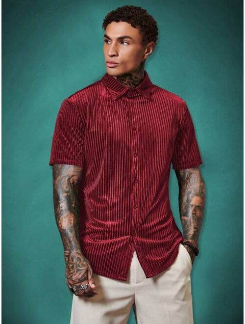 Shein Manfinity Homme Men Solid Button Front Shirt