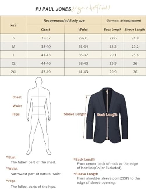 PJ PAUL JONES Men's Casual Blazer Suit Jackets Wrinke Free Lightweight Stretch Sport Coats