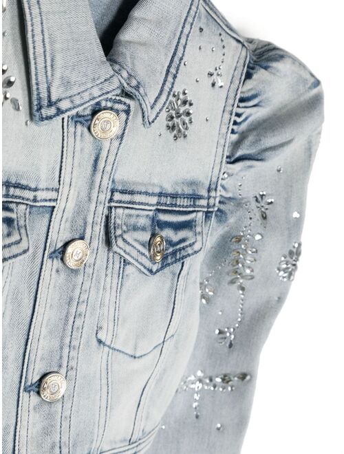 Monnalisa crystal-embellished denim jacket