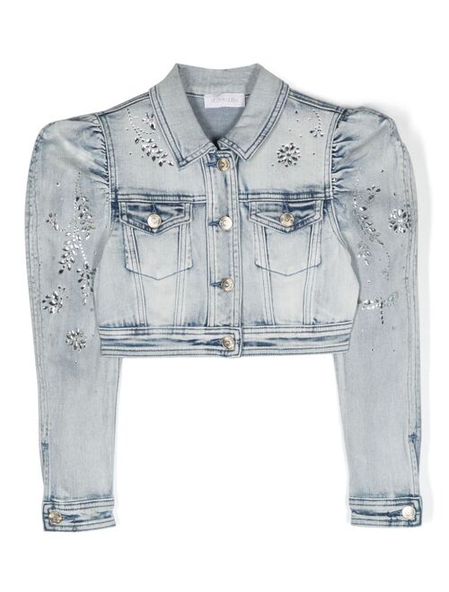 Monnalisa crystal-embellished denim jacket