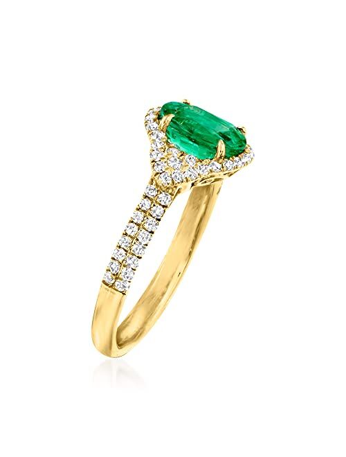 Ross-Simons 1.30 Carat Emerald and .40 ct. t.w. Diamond Ring in 14kt Yellow Gold