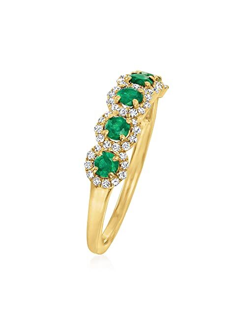 Ross-Simons 0.50 ct. t.w. Emerald and .20 ct. t.w. Diamond Ring in 14kt Yellow Gold