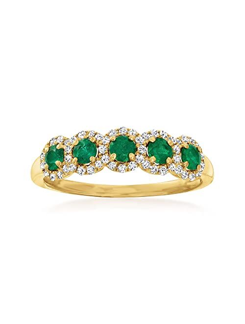 Ross-Simons 0.50 ct. t.w. Emerald and .20 ct. t.w. Diamond Ring in 14kt Yellow Gold