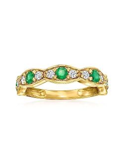 0.50 ct. t.w. Emerald and .34 ct. t.w. Diamond Ring in 14kt Yellow Gold