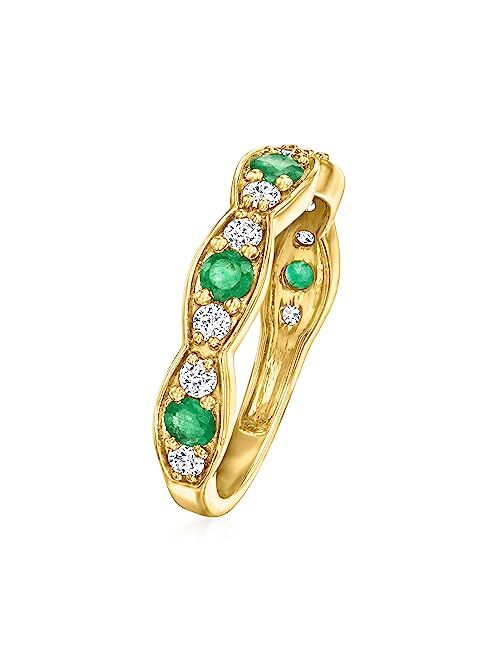 Ross-Simons 0.50 ct. t.w. Emerald and .34 ct. t.w. Diamond Ring in 14kt Yellow Gold