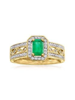 0.40 Carat Emerald and .22 ct. t.w. Diamond Ring in 14kt Yellow Gold