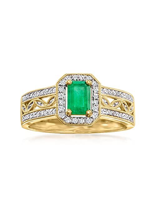 Ross-Simons 0.40 Carat Emerald and .22 ct. t.w. Diamond Ring in 14kt Yellow Gold