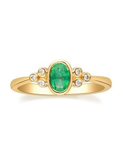 Gin & Grace 10K Yellow Gold Natural Zambian Emerald Ring with Natural Diamonds for women | Ethically, authentically & organically sourced Oval-Cut Emerald hand-crafted je