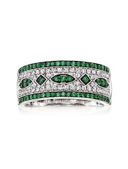 0.40 ct. t.w. Emerald and .25 ct. t.w. Diamond Ring in 14kt White Gold