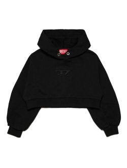 Kids logo-embroidered cotton hoodie